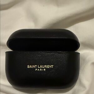 Saint Laurent Black Leather AirPods Holder